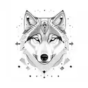 half black half white Wolf tattoo design idea