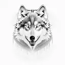 half black half white Wolf tattoo design idea