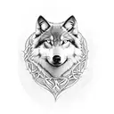 half black half white Wolf tattoo design idea