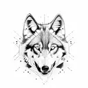 half black half white Wolf tattoo design idea