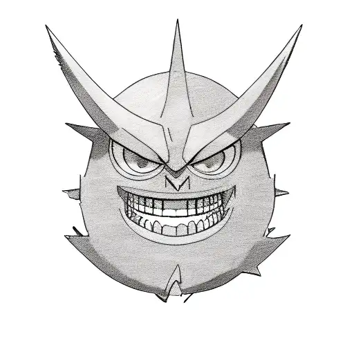 A sketch-style illustration of Sium's favorite things: Luffy in Gear 5 and Gengar tattoo design idea