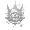 A sketch-style illustration of Sium's favorite things: Luffy in Gear 5 and Gengar tattoo design idea