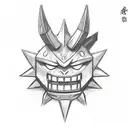 A sketch-style illustration of Sium's favorite things: Luffy in Gear 5 and Gengar tattoo design idea