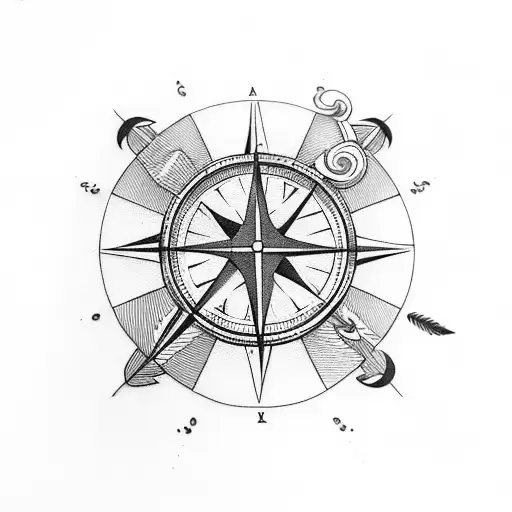 hour glass  and compass and ace card tattoo design idea