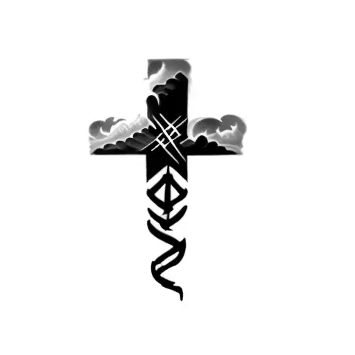 a cross with God is greater than highs and lows symbol  tattoo design idea