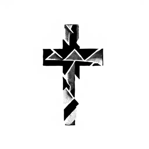 a cross with a mountain in the background tattoo design idea