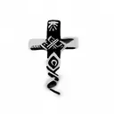 a cross with God is greater than highs and lows symbol  tattoo design idea