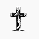a cross with a mountain in the background with God is greater than highs and lows symbol  tattoo design idea