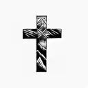 a cross with a mountain in the background with God is greater than highs and lows symbol  tattoo design idea