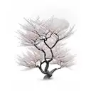 Japanese cherry blossom tree with a hidden samurai warrior tattoo design idea