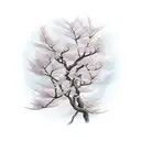 Japanese cherry blossom tree with a hidden samurai warrior tattoo design idea