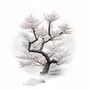 Japanese cherry blossom tree with a hidden samurai warrior tattoo design idea