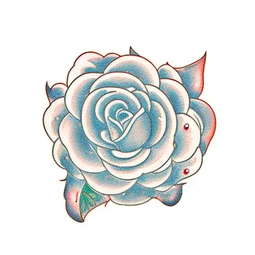 camellia flower and rose tattoo design idea