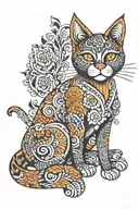 orange cat alebrije tattoo design idea