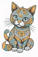 orange cat alebrije tattoo design idea