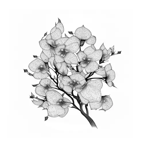 Dogwood tree with flowers tattoo design idea