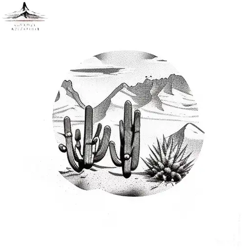 Im hoping for a fine line black and grey tattoo of a desert landscape with  mountains and cacti Id like to incorporate indigenous  Instagram