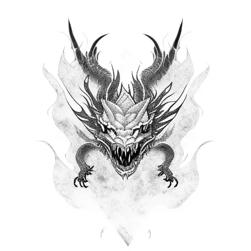 blackout dragon tattoo design idea