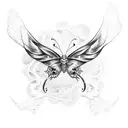 Butterfly with wing on fire with a snake wrapped around its core tattoo design idea