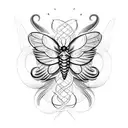 Butterfly with wing on fire with a snake wrapped around its core tattoo design idea