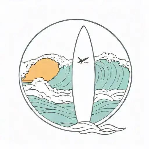 a surfboard on a wave that says newport  tattoo design idea