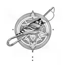 treble fishing hook with blue jay feathers tattoo design idea