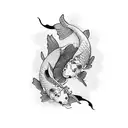  2 koi fish tattoo design idea