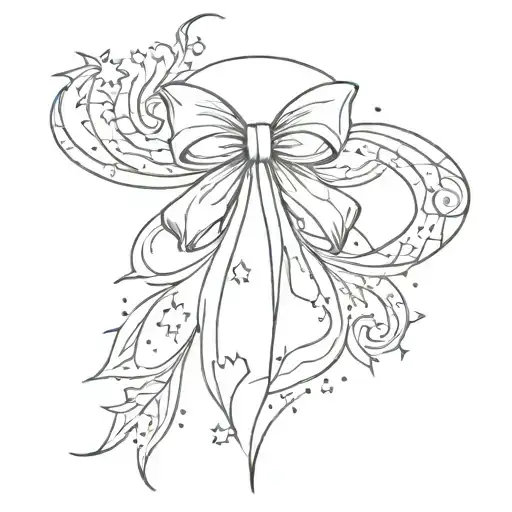 Symmetry, Lacing and Bow, Stars and Curved Lines tattoo design idea