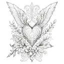 Symmetry, Central Spine-Like Pattern, Heart and Wing Elements,Floral and Thorny Accents tattoo design idea
