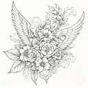 Symmetry, Central Spine-Like Pattern, Heart and Wing Elements,Floral and Thorny Accents tattoo design idea