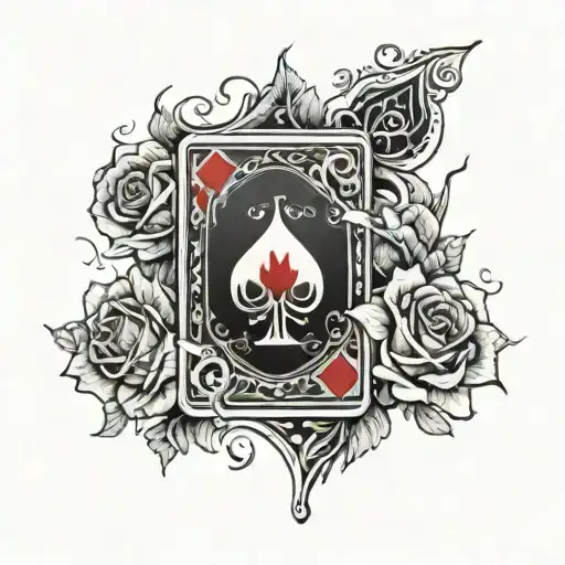 playing cards with fire and roses  tattoo design idea