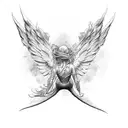 mermaid with seraphim wings tattoo design idea