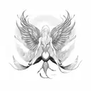 mermaid with seraphim wings tattoo design idea