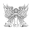 mermaid with seraphim wings tattoo design idea