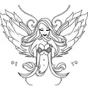 mermaid with seraphim wings tattoo design idea