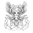 mermaid with seraphim wings tattoo design idea
