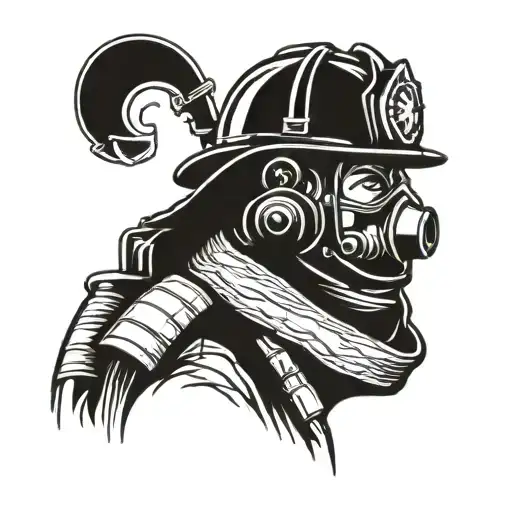 Firefighter head tattoo design idea