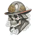 Firefighter skull head tattoo design idea