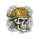 Firefighter skull head tattoo design idea