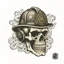 Firefighter skull head tattoo design idea