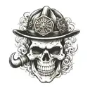 Firefighter skull head tattoo design idea