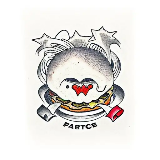 cartoon cheeseburger tattoo design idea
