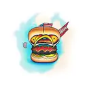 cartoon cheeseburger tattoo design idea