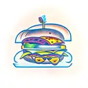 cartoon cheeseburger tattoo design idea