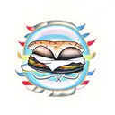 cartoon cheeseburger tattoo design idea