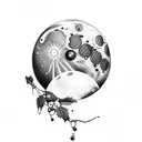 Moon with wine tattoo design idea