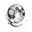 Moon with wine tattoo design idea