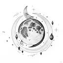 Moon with wine tattoo design idea