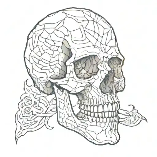 skull outline of jaw teeth and nose print tattoo design idea