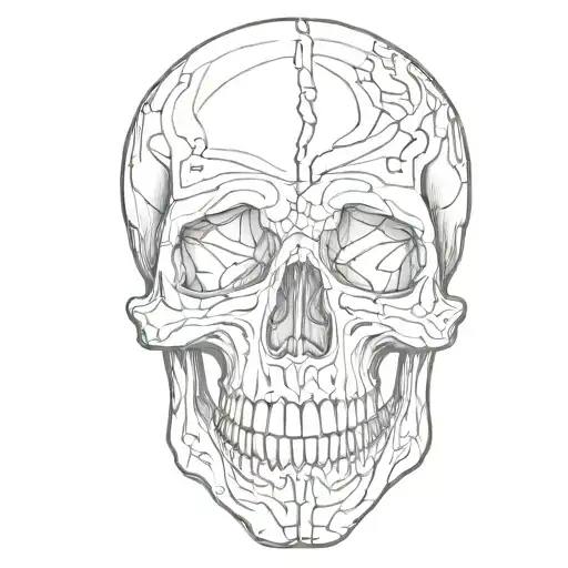 skull outline jaw teeth and nose print tattoo design idea